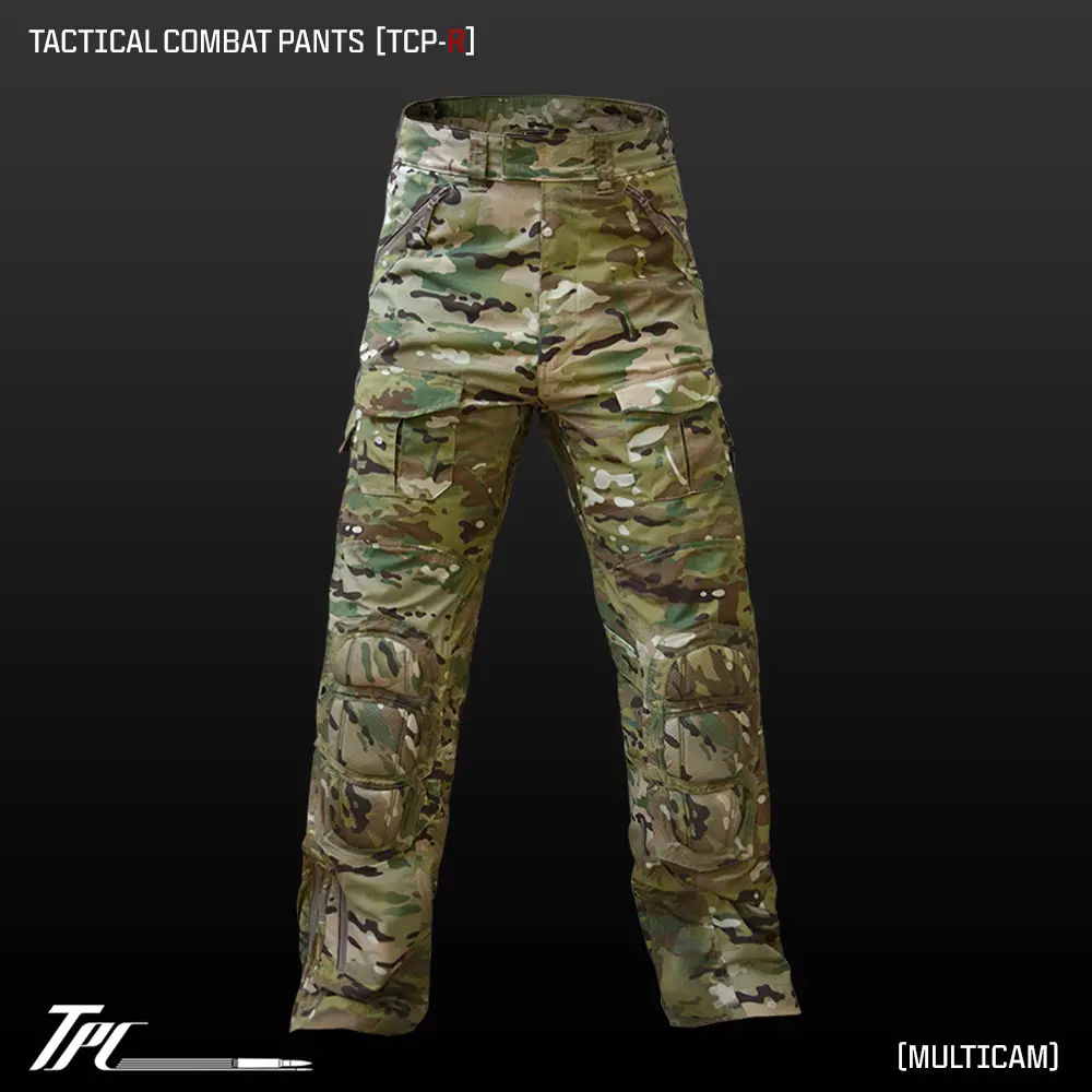 Tactical Combat Pants TCP-R Multicam Camo Pattern Padded Knee Pads 10 Pocket System Adjustable Waist Menswear Outdoor Airsoft