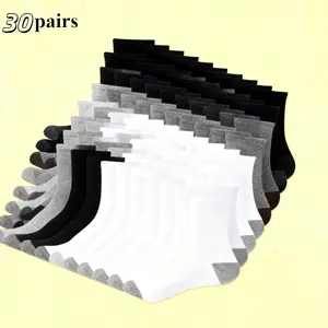 NV Style 30 Pairs Menswear Activewear Socks - Heavy-Duty Moisture Wicking Breathable Cushioning Gym Running Work Socks Black Athletic Performance Classic Design Durable Structure Combo Pack