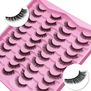 20 pairs of 3D mink faux eyelashes—natural look, dense and curled for a captivating makeup look. A must-have for everyday dates. Realistic lashes that can be reused, with lash extension tools. Recommended by fairy-like influencers; natural faux eyelashes.