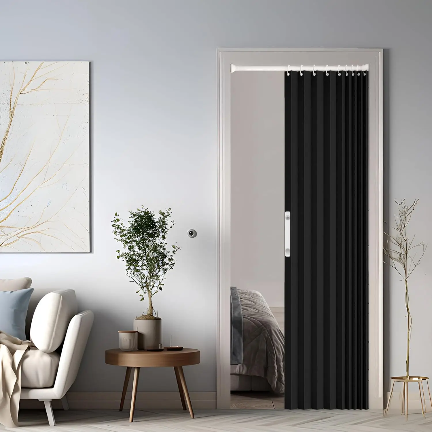 Blackout Door, Foldable Room Divider, Suitable for/Bedroom/Living Room, Accordion(Black,41.3 * 78.7inches)
