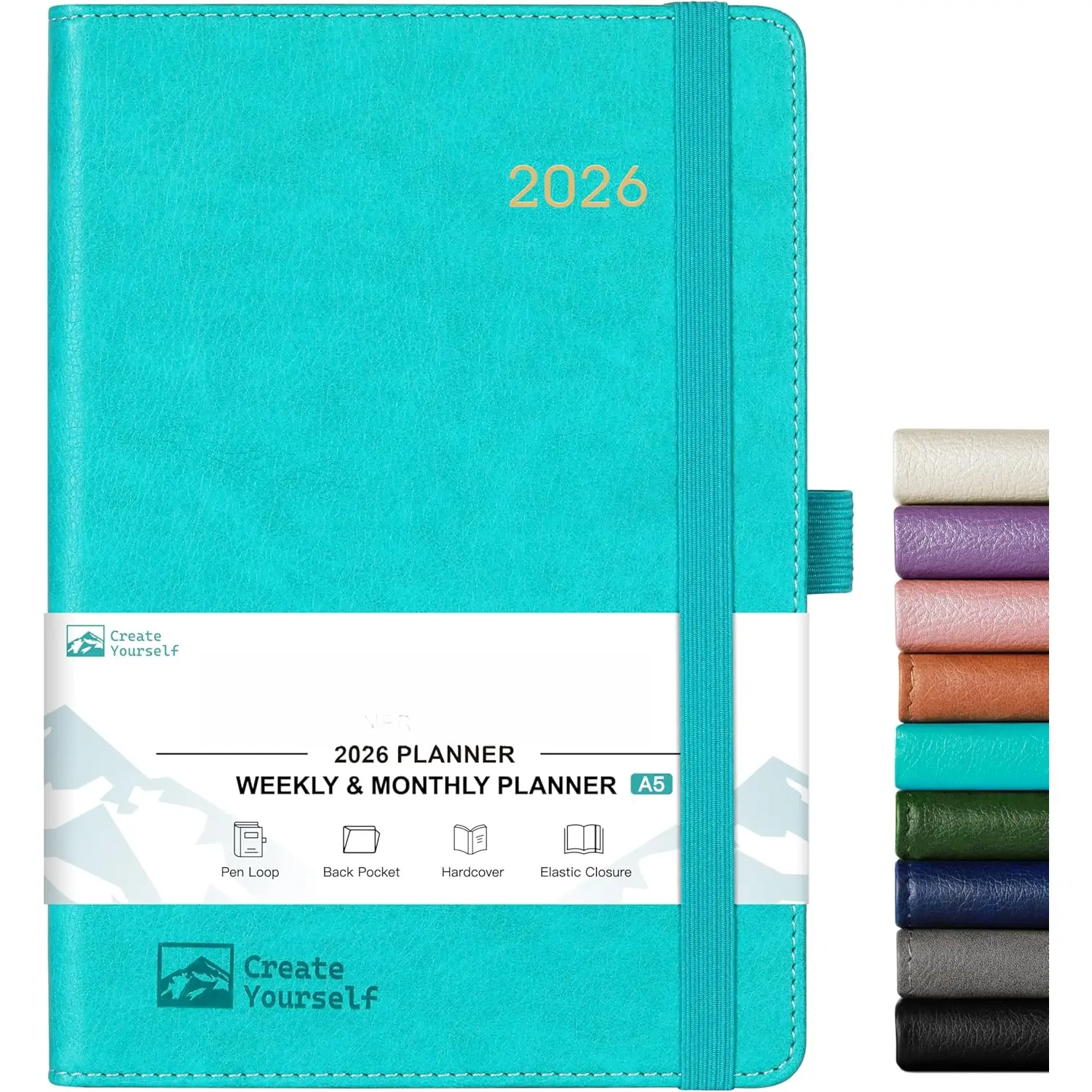 2026 Planner - Planner 2026, 2026 Weekly Monthly Planner, Jan.2026 - Dec.2026, 5.7'' x 8.4'', Thick Paper, Leather Cover, Pen Holder,  Pocket, Bookmarks,  Daily Organizer - Green