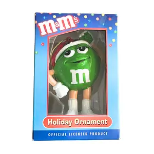 Vintage M&M's Kurt Adler Green M&M with Red Santa Hat Holiday Ornament