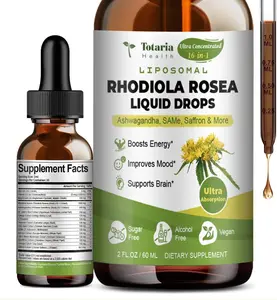 Totaria 16-in-1 Liposomal Rhodiola Rosea Supplement Tincture 1000mg, Ultra Strength Rhodiola 10:1 Root Extract w/Ashwagandha, Rhodiola Liquid Drops for Natural Relaxation, Mood, Energy, Alcohol-Free