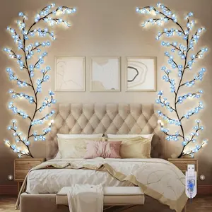 96LED and Cherry Blossom Branch Lights, LED String Lights, Vibrant Illumination, USB Powered Fairy Wall Decor, 8 Lighting Modes, Perfect for Weddings and Home Decoration
