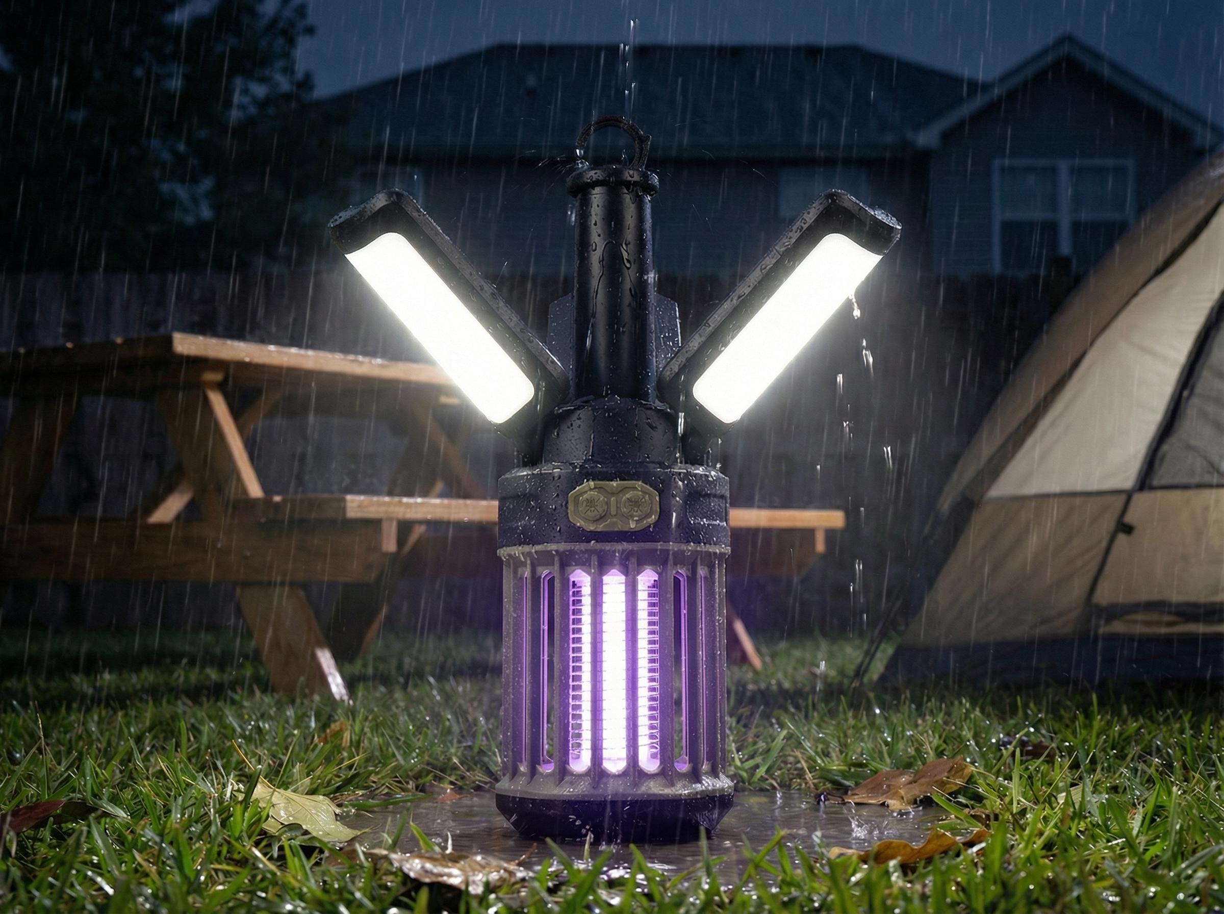 2-Pack Camping Lantern – 3 Color Temperatures (White/Warm/Red), Mosquito Repellent & Light Combo, 3000mAh Long Battery, Adjustable Multi-Angle Head, IPX6 Waterproof, Lightweight Hanging Hook for Outdoor & Home Swivel Headrest Chair