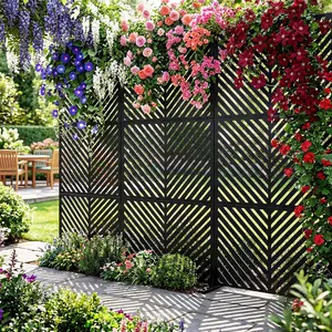 Metal Privacy Screen with Designs Decorative Patio Privacy Fence & Garden Divider, Freestanding Outdoor Rustproof Steel Metal Fence Panel Weather-Resistant for Patio Garden Balcony