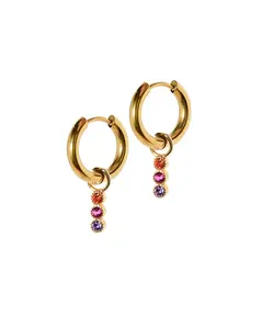 Huggie Charm Earrings - Marigold Pink and Purple