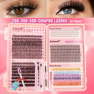 720 Colorful Eyelash Clusters Set, Perfect for DIY Home Use, DIY Lash Extension, High Capacity Dense Lashes, Includes Glue and Tweezers