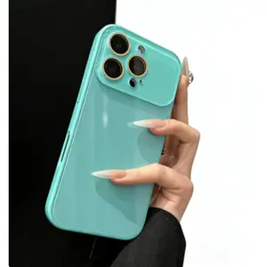 Minimalist Large Window Glass iPhone Case | Ultra-Clear Tempered Glass Back Shockproof Cover for 17 Pro Max to 12