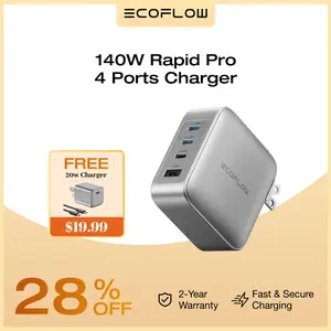 EF EcoFlow Rapid Pro Charger (140W, 4 Ports), 140W (Max) USB-C, 4-in-1 Multi-Device Charger