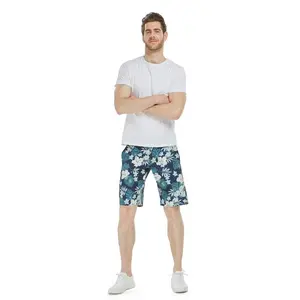 Men Hawaiian Board Shorts in Hibiscus Splash