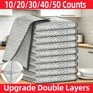 10/20/30/40/50 pcs double-layer washing cloth, dry and wet, multi-purpose and non-scratch wire dishcloth. It is suitable for kitchen cleaning. It can be reused to clean kitchens, sinks, pots and pans, etc.Mother's Day gift. She'll love it very much.