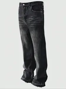 Men's Slim-Fit Denim Jeans, Casual Streetwear Y2K Style Plain Patchwork Ripped Pocket Design, All-Season Wearable Pants for Men & Women, Ripped Holes Jeans