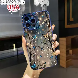 Yelin Fluorescent Butterfly Shadow Shell Design Phone Case, Comfortable Feel, Can Effectively Protect Your Phone from Collision and Fall.Applicable to a Variety of iPhone Models, Including 16/15/14/13/12 Phone Case/11 Pro Max/Plus/X/8/7