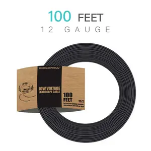 GOODSMANN Low Voltage Electrical Wire 100ft 12AWG 2- Conductor Landscape Lighting Cable Direct Burial Wire with Copper Core PVC Jacket Compatible Low Voltage Outdoor Lights, Path Lights Spotlights ect