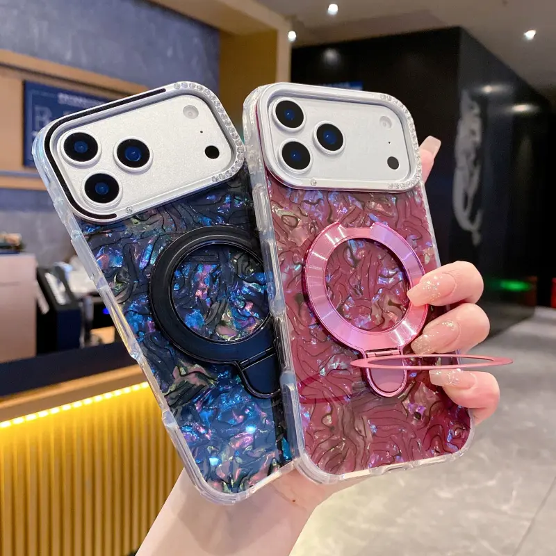 Fin Fin for iphone 17promax Phone Case for Women, Ink Yun Color Shell, Fashionable Magnetic Stand, Shockproof