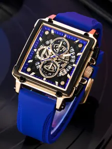 Men's Fashion Rectangle Dial Quartz Watch, Business Fashion Watches, Casual Trendy Wristwatch, Fashionable Watch for Daily & Business Decoration As Gift with Box