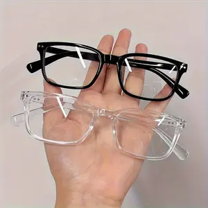 2 Pairs Unisex Blue Light Blocking Glasses- Full Frame Rectangular PC Lenses, Black Transparent Non-Prescription Glasses, Suitable for Computer, TV, Work Study and Business, Fashionable Lightweight Goggles