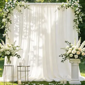 10x10ft Wrinkle Free White Backdrop Curtain for Photoshoot, Spandex Photography Background Drapes for Prom, Graduation, Wedding,  Shower, Birthday Parties, 2 Panels 5x10ft