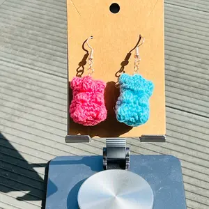 Bi pride gummy bear crochet earrings