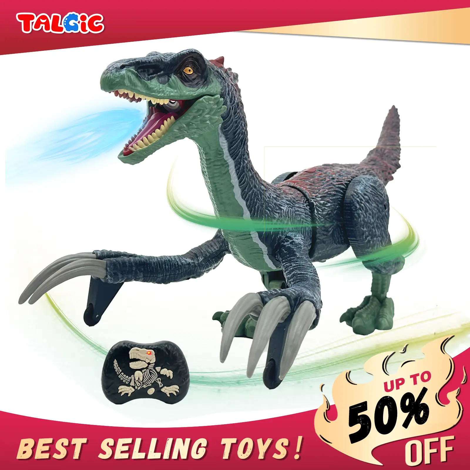 Jurassic Raptor SickleSaur Rex Remote Control Toy, Best Gift for Boys, Best Dream for Jurassic Fan's