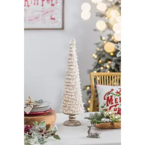 Rustic Conical Rust Decoration Ornaments - 3.9in Diameter, Tassel Fringe Embellishments, Wooden Base, Desk Display for Home Festive Parties, Backdrops