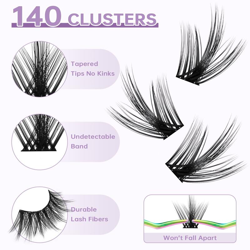 JOLIETIFY Lash Extension Kit, Princess,Manga Style, Holo Luxe Edition, Faux Mink 8–16mm Cluster Lashes, Lightweight Spiky Look, Individual Lashes with Waterproof Bond & Seal, Tweezers & Remover, Easy DIY