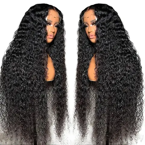 Bling Hair Clearance Sale 13x4 13x6 HD Transparent Lace Wig Deep Wave Brazilian Human Hair Lace Frontal Wig for Women Curly Pre Plucked 38 40 Inches 180% Natural Hairline #Summervibes