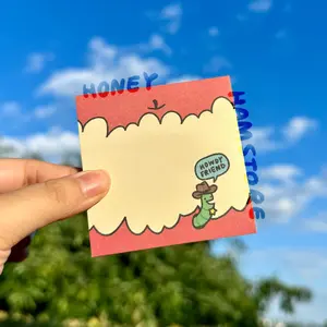 Howdy Friend Apple Worm | Funny Cute Sticky Note | Gifts Under 10 | Novelty Stationary Present | For Office School