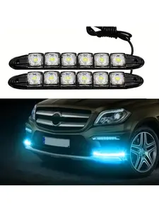 2PCS 10/6-LED Universal Car Led DRL Daytime Running Light Flexible White Ice Blue Driving Bulb Car Styling DC 12V