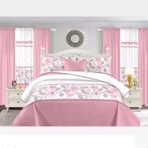 Priscilla Floral Bedding Set - Turquoise Blue with Pink & Orange Flowers - 10 Piece Comforter Set for Bedroom Decor