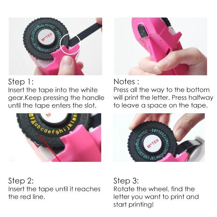 Portable 3D Embossed Label Printer with 2 Free Tape Rolls (9mm x 3m), Refillable, Built-In Cutter for Office & DIY Crafts (Battery Not Included)