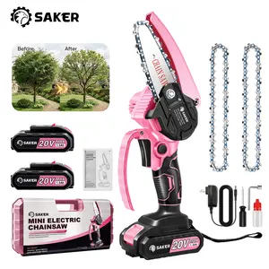 【MothersDayGift】Saker Mini Chainsaw - Portable Electric Pink Handheld Chainsaw for Trees, Yards, Homes and Gardens