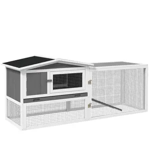 indoor outdoor dual use bunny habitat upper rest zone lower activity space predator proof wire mesh pet shelter