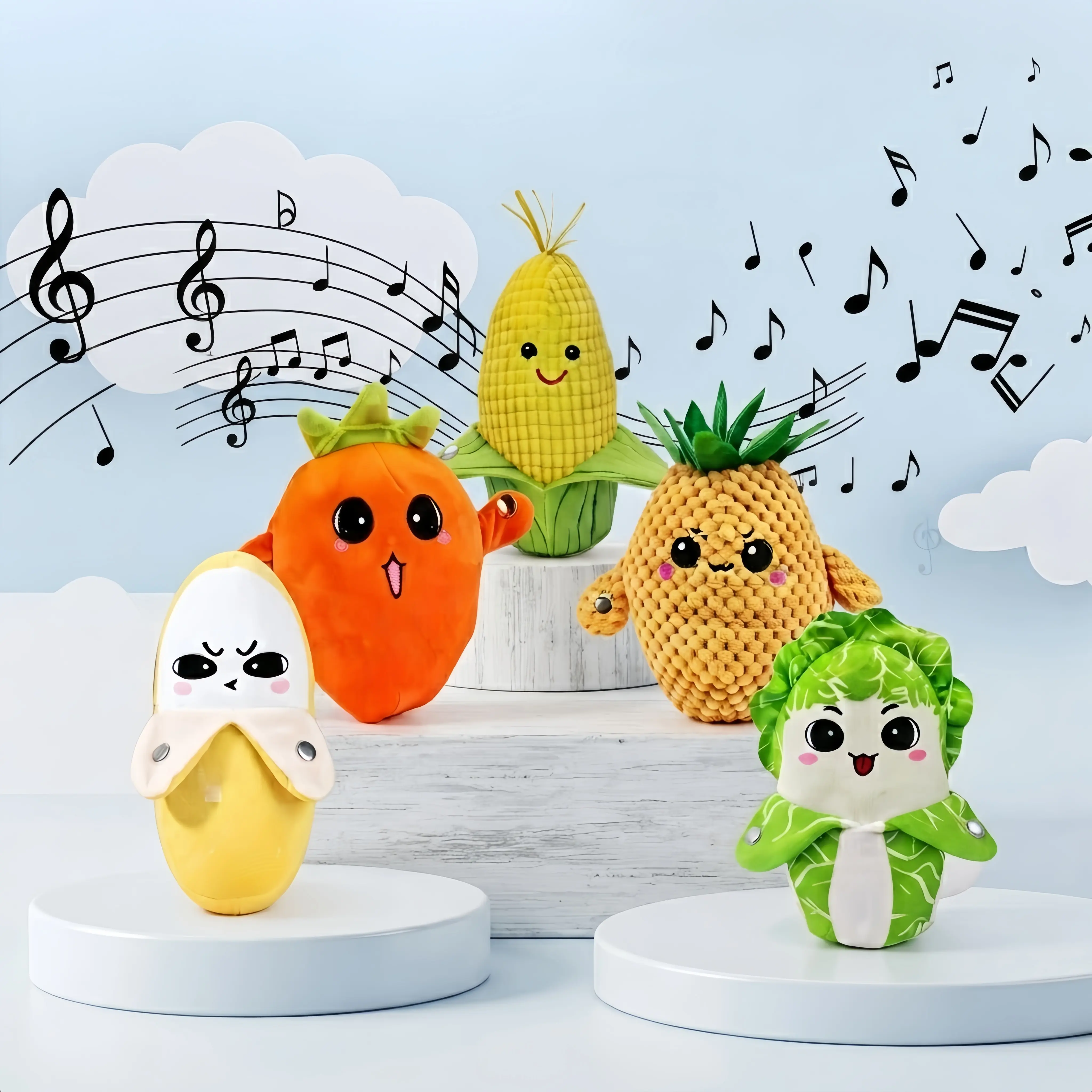 Banana Touch-Sensing Human Body Induction Stuffed Toy, Sensory Products with Interactive Audio, Encourages Rhythm Piano Musical Plush Doll for Kids