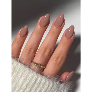Effortless Elegance – 24pcs Nude Glossy Short Oval Press-On Nails