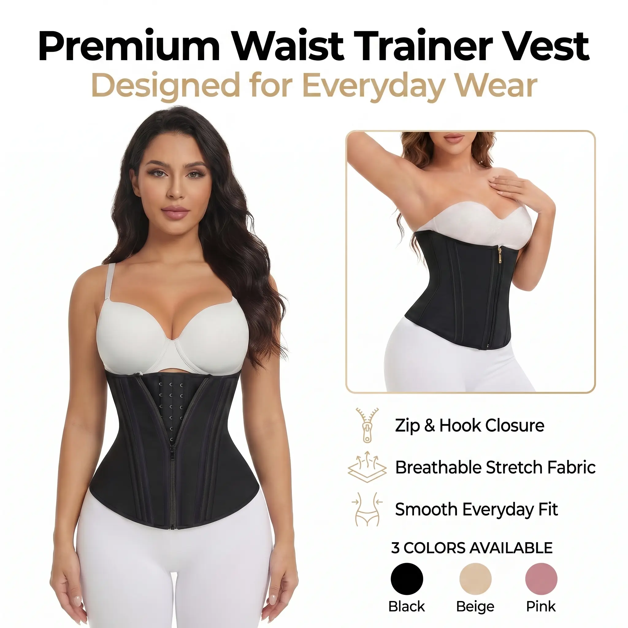 1pc Women's Fitness Shapewear, Black Waist Trainer Belt, Waist & Hip Trainer Compression Band, Postpartum Slimming Waist Cincher,  faja moldeadora abdomen fajas para mujer