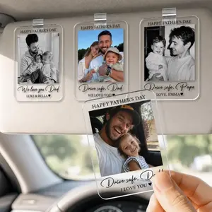 Personalized Dad Photo Acrylic Car Visor Clip – Drive Safe Dad Gift, Father’s Day Gift Ideas for Him, Husband Gift, New Dad Gift, Custom Sun Visor Clip