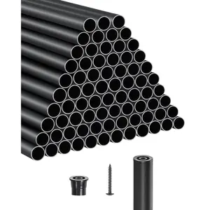 VEVOR Staircase Balusters 101 Pack, 26 In Aluminum Stair Balusters, 3/4 Inch Water-Proof Round Metal Spindle Railing, Hollow Deck Railing with Rail Caps Screws for Stairs, Porch, Patio, Matte Black
