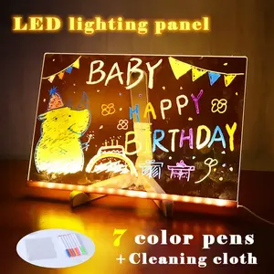 LED Note Board with Colors, Neon Art Dry Erase Light Up Drawing Pad with Built-in Stand, Include Adapter, Hanging Chain, Led Drawing Board for Kids with Stand, 7 Markers, Christmas Gifts message Lighted