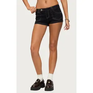 Edikted Women's Quinne Contrast Stitch Denim Shorts