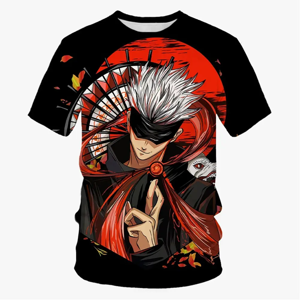 Men's Summer Anime Spell Battle Printed T-shirt, Men's and Women's Loose Casual Printed Short Sleeves