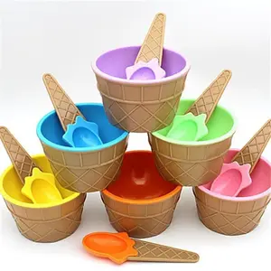 Reusable Ice Cream Cone Shape Bowl and Spoon