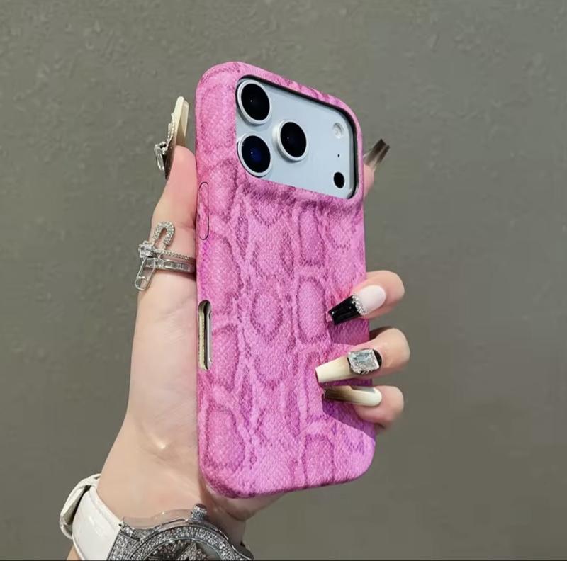 Trendy Luxury Classic Snake Pattern Leather Phone Case For iPhone 17 Series Hard PC Shockproof Protector Back Cover