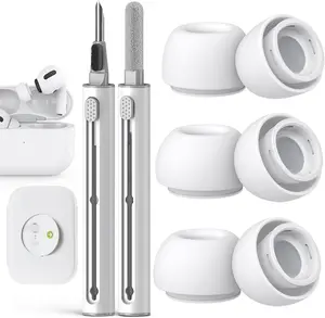 Replacement Ear Tips for AirPods Pro 2nd & 1st Gen: Noise Reduction, Dust Guard & USB-C Case Cleaner Kit – 3 Sizes (S/M/L), White