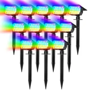 WELALO Solar Color Changing Spot Lights Outdoor Waterproof Colored RGB Solar Powered Landscape Lights for Yard 7 Lighting Modes Multicolor Solar Spotlights for Pathway Garden Outside (10 Pack)