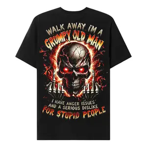 Chaosmoda Generation X Custom Year Skull Graphic Tee | Walk Away I'm A Grumpy Old Man Funny Vintage Dad Shirt Soft Breathable