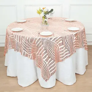 Sequin Table Overlay 72" Square Blush - Diamond Glitz Table Topper