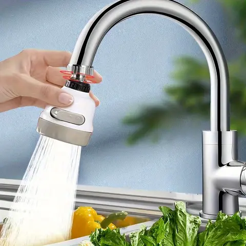 360-Degree Rotatable Kitchen Faucet Aerator, Swivel Faucet Aerator, 3-Mode Adjustable Spray - Water Saving Tap Head with Pulse, Shower Spray Functions, Universal Fit Tap Aerator for Home Use, Kitchen Faucet Attachment, Rotatable Faucet