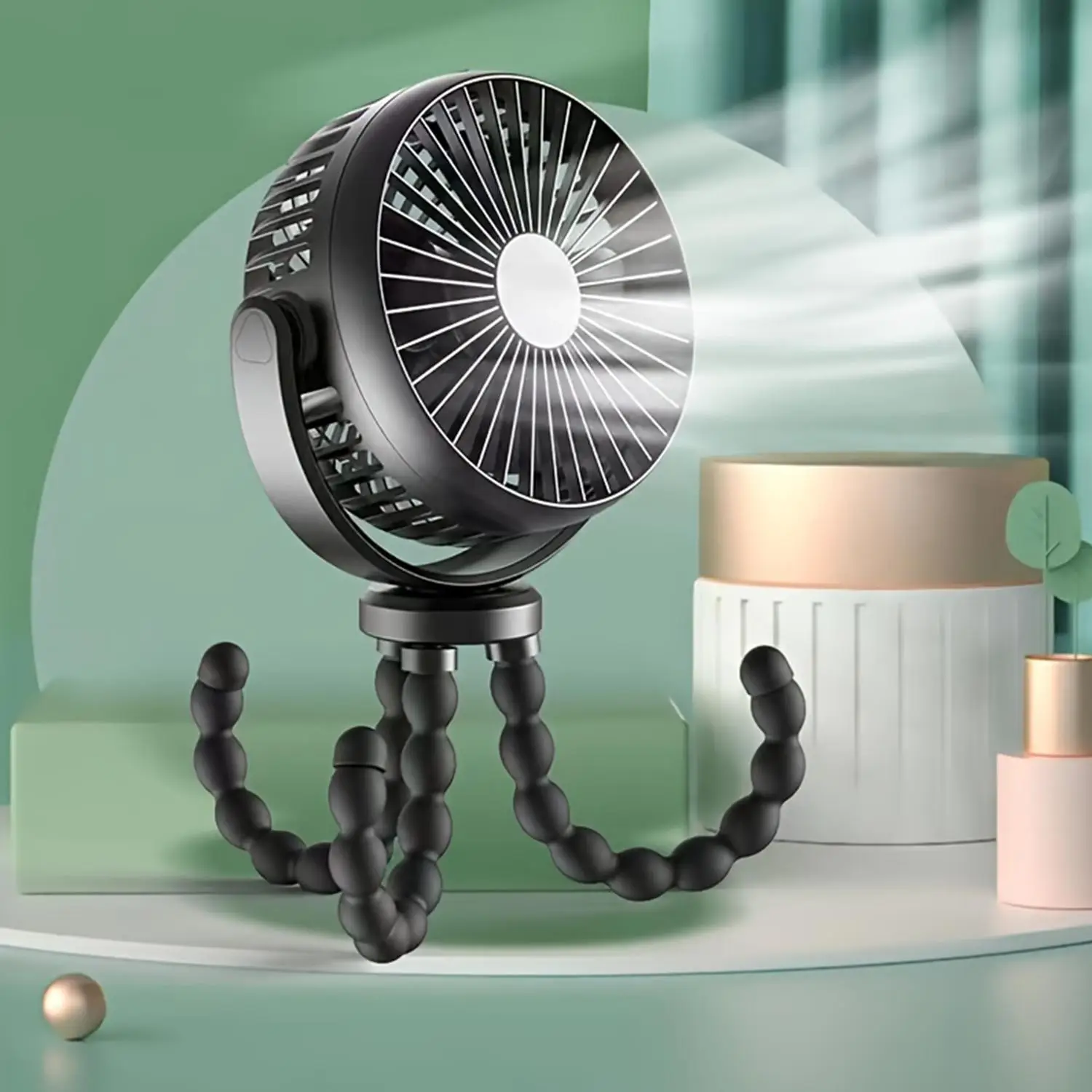 Portable USB Rechargeable Silent 3 Speed Adjustable Mini Fan, Multipurpose Foldable Desktop Fan, Outdoor Sports Handheld Fan, Multifunctional 8-leg Fa